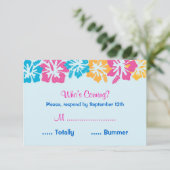 ルアウ（ハワイ式宴会）のハイビスカスのSweet sixteen (16) RSVPカード (スタンド正面)