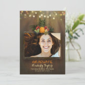 ルアウ(ハワイ式宴会)のパイナップル写真の卒業パーティーの発表 招待状 (スタンド正面)