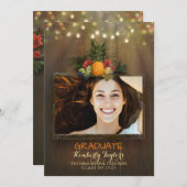 ルアウ(ハワイ式宴会)のパイナップル写真の卒業パーティーの発表 招待状 (正面/裏面)