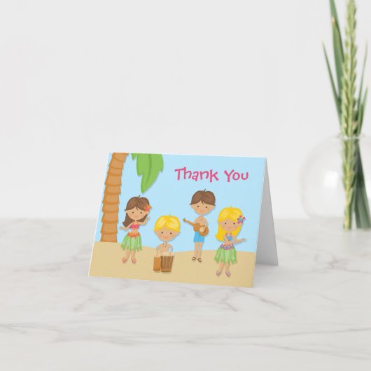 ルアウ(ハワイ式宴会)のパーティーのサンキューカード サンキューカード (正面)