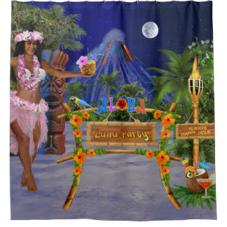 ルアウ(ハワイ式宴会)のパーティー シャワーカーテン