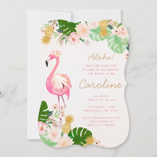 ルアウ（ハワイ式宴会）のブライダルシャワーの招待状 招待状 (正面)