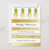 ルアウ（ハワイ式宴会）のブライダルシャワーの金ゴールドの招待状 招待状 (正面)