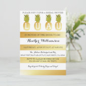 ルアウ(ハワイ式宴会)のブライダルシャワーの金ゴールドの招待状 招待状 (スタンド正面)