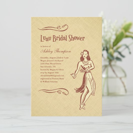 ルアウ（ハワイ式宴会）のブライダルシャワー招待状 招待状 (スタンド正面)