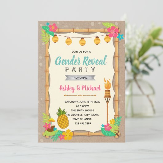 ルアウ(ハワイ式宴会)の性明示パーティの招待状 招待状 (スタンド正面)