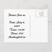 ルアウ(ハワイ式宴会)の招待 インビテーションポストカード (裏面)