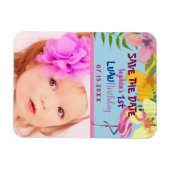 ルアウ（ハワイ式宴会）の最初の誕生日の写真の日付を保存 マグネット (横)