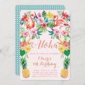ルアウ（ハワイ式宴会）の熱帯誕生日の招待状 招待状 (正面/裏面)