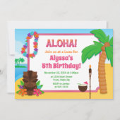 ルアウ(ハワイ式宴会)の誕生日の招待状のルアウ(ハワイ式宴会)のパーティー 招待状 (正面)