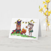 ルアウ（ハワイ式宴会）のWigglesworths カード (黄色い花)