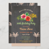 ルアウ(ハワイ式宴会)アロハチョークバースデーパーティトロピカル招待状 招待状 (正面/裏面)