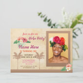 ルアウ(ハワイ式宴会)アロハフォトバースデーパーティトロピカル招待状 招待状 (スタンド正面)