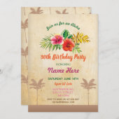 ルアウ(ハワイ式宴会)アロハヴィンテージバースデーパーティトロピカル招待状 招待状 (正面/裏面)