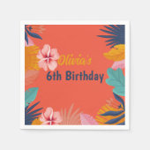 ルアウ(ハワイ式宴会)アロハ夏の熱帯誕生日 スタンダードカクテルナプキン (正面)