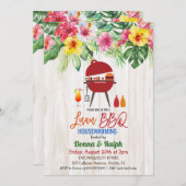 ルアウ（ハワイ式宴会）アロハBBQトロピカル引っ越し祝いパーティー招待状 招待状 (正面/裏面)