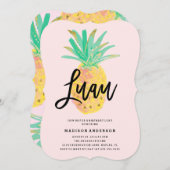 ルアウ(ハワイ式宴会)インピンクパーティの招待状 招待状 (正面/裏面)