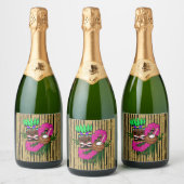 ルアウ(ハワイ式宴会)カスタムバースデーパーティーテーマ スパークリングワインラベル (ボトル)