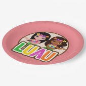 ルアウ（ハワイ式宴会）ガールズ ペーパープレート (アングル)