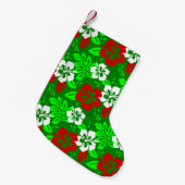ルアウ（ハワイ式宴会）クリスマスハワイアンハイビスカス熱帯フローラ スモールクリスマスストッキング (正面 (吊り時))