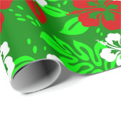 ルアウ（ハワイ式宴会）クリスマスハワイアンハイビスカス熱帯フローラ ラッピングペーパー (ロールコーナー)