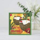 ルアウ(ハワイ式宴会)ココナッツドリンクスパーティの招待状 招待状 (スタンド正面)