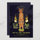 ルアウ（ハワイ式宴会）サマーティキ誕生日イベントパーティー招待状 招待状 (正面/裏面)