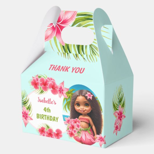 ルアウ（ハワイ式宴会）サマー誕生日熱帯ビーチガールミディアム フェイバーボックス (正面)