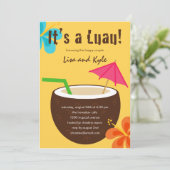 ルアウ(ハワイ式宴会)シャワーまたは婚約パーティ 招待状 (スタンド正面)