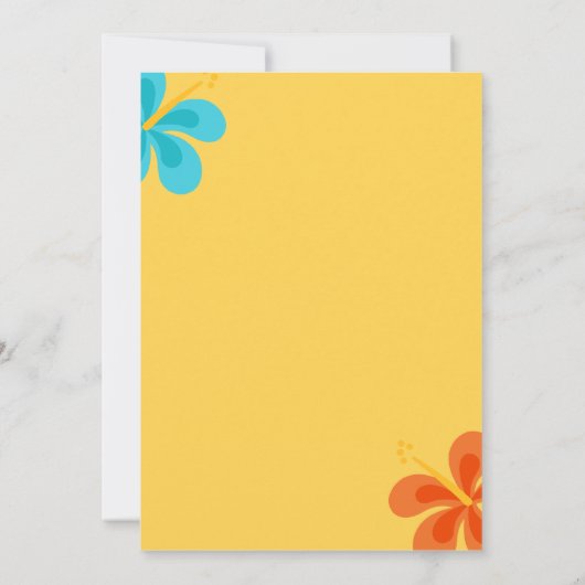 ルアウ（ハワイ式宴会）シャワーまたは婚約パーティ 招待状 (裏面)