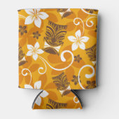 ルアウ（ハワイ式宴会）タイキ模様（オレンジ） 缶クーラー (正面)