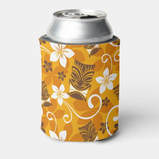 ルアウ（ハワイ式宴会）タイキ模様（オレンジ） 缶クーラー (缶裏面)