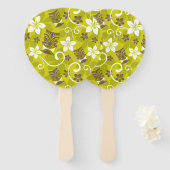 ルアウ（ハワイ式宴会）タイキ模様 ハンドファン (正面&裏面)