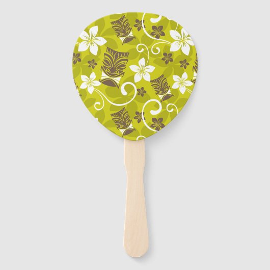 ルアウ（ハワイ式宴会）タイキ模様 ハンドファン (正面)