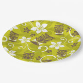 ルアウ（ハワイ式宴会）タイキ模様 ペーパープレート (アングル)