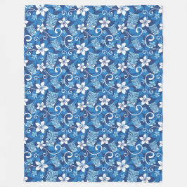 ルアウ（ハワイ式宴会）タイキ模様（明るい青） フリースブランケット