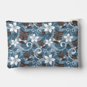 ルアウ（ハワイ式宴会）タイキ模様（青） アクセサリーポーチ (裏面)