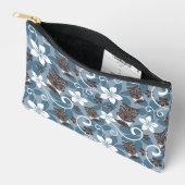 ルアウ（ハワイ式宴会）タイキ模様（青） アクセサリーポーチ (見開き)