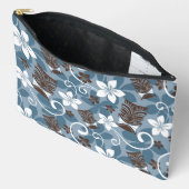 ルアウ（ハワイ式宴会）タイキ模様（青） アクセサリーポーチ (見開き)