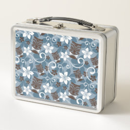 ルアウ（ハワイ式宴会）タイキ模様（青） メタルランチボックス