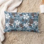 ルアウ（ハワイ式宴会）タイキ模様（青） ランバークッション (ブランケット)