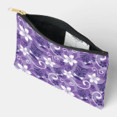 ルアウ（ハワイ式宴会）チキ模様（紫） アクセサリーポーチ (見開き)