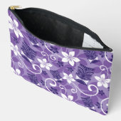 ルアウ（ハワイ式宴会）チキ模様（紫） アクセサリーポーチ (見開き)