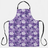 ルアウ（ハワイ式宴会）チキ模様（紫） エプロン (正面)
