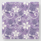 ルアウ（ハワイ式宴会）チキ模様（紫） ストーンコースター (正面)