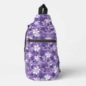 ルアウ（ハワイ式宴会）チキ模様（紫） スリングバッグ (正面)
