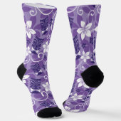 ルアウ（ハワイ式宴会）チキ模様（紫） ソックス (傾斜あり)