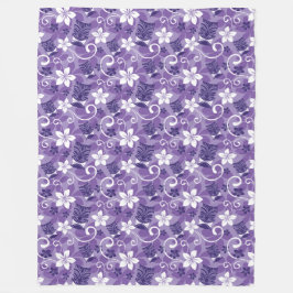 ルアウ（ハワイ式宴会）チキ模様（紫） フリースブランケット