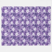 ルアウ（ハワイ式宴会）チキ模様（紫） フリースブランケット (正面(横))