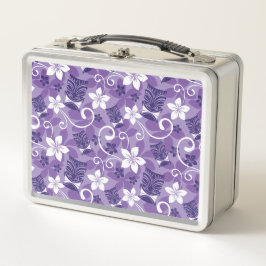 ルアウ（ハワイ式宴会）チキ模様（紫） メタルランチボックス